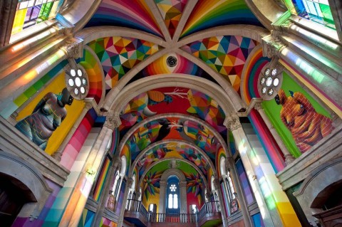 AN ABANDONED CHURCH IS TRANSFORMED INTO A COLORFUL SKATEPARK